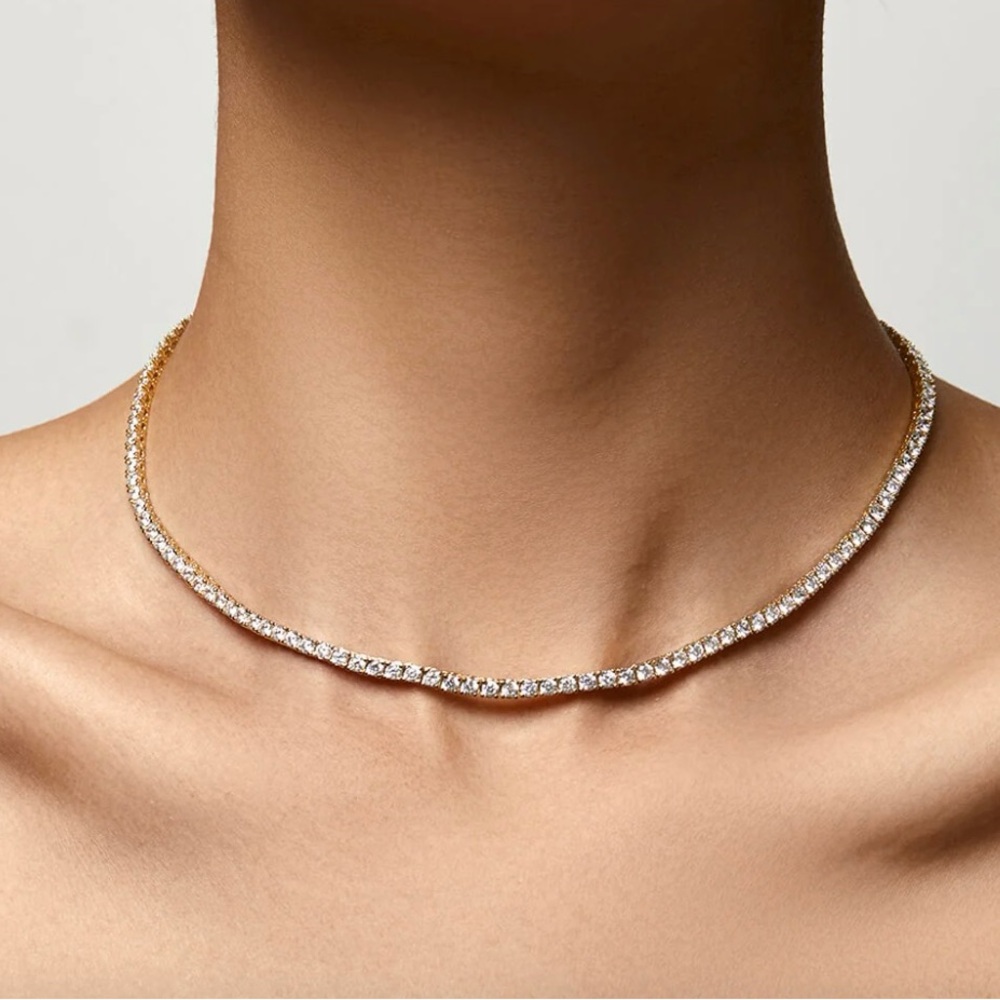 OBJKTS Jewelry Tennis Necklace (2.5mm) × 1 - Platinum / 40cm